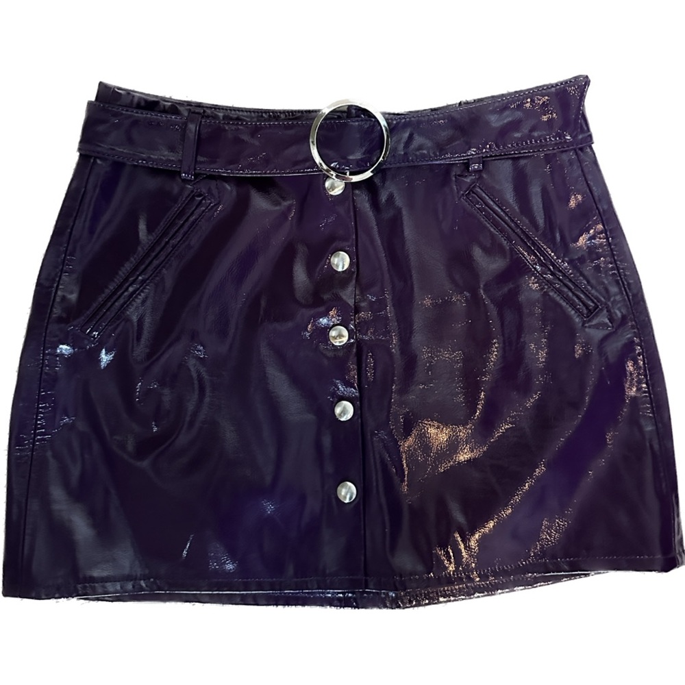 Purple Pleather Mini Skirt
